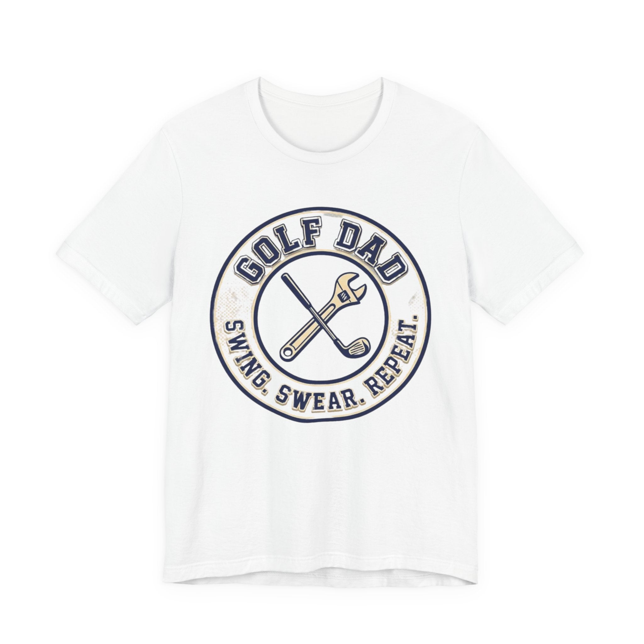 Golf Dad Swing Swear Repeat T-Shirt | Classic Crest Father's Day Golf Tee | Wild Green Golf