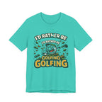I'd Rather Be Golfing T-Shirt | Funny Golf Ball Cartoon Tee | Golf Gift