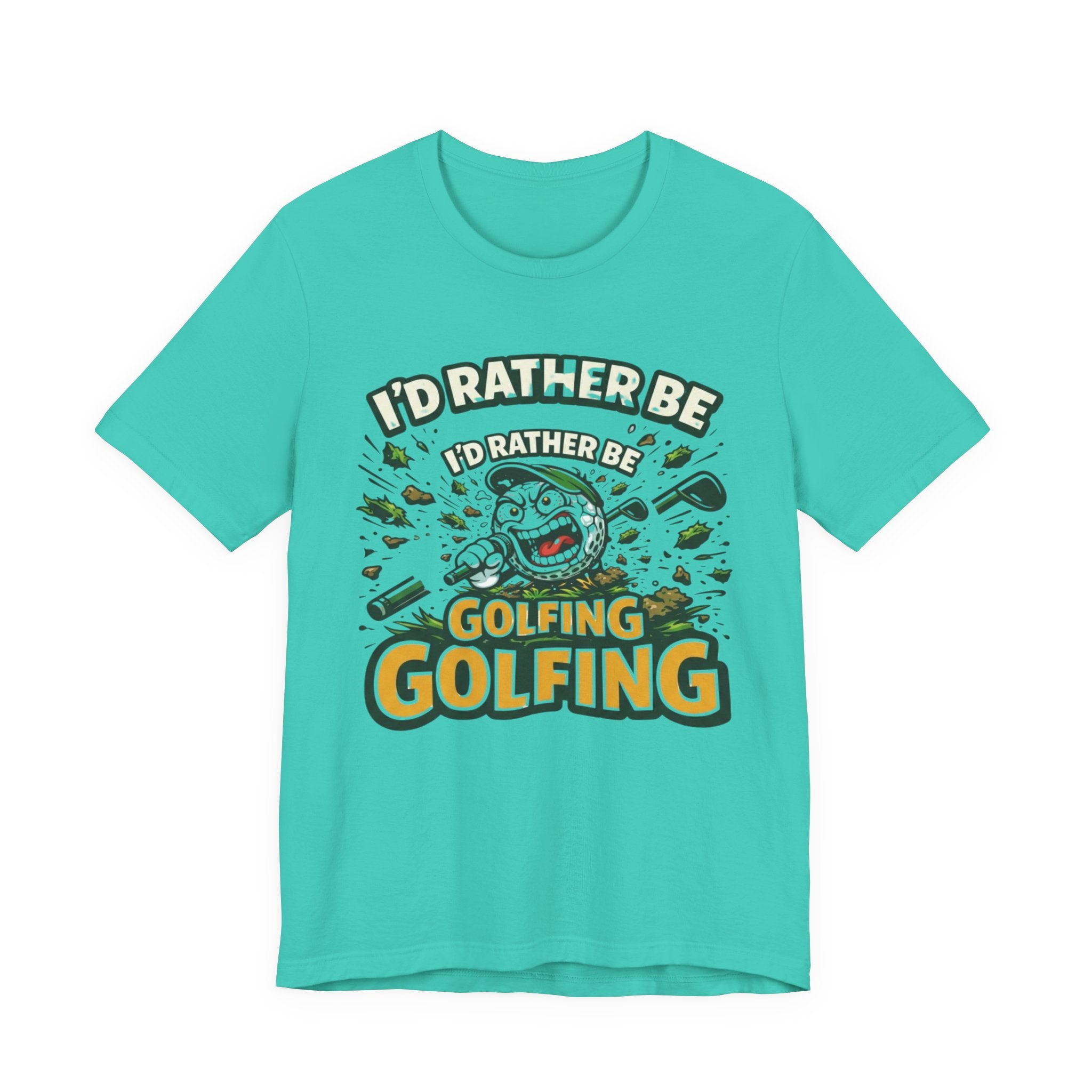 I'd Rather Be Golfing T-Shirt | Funny Golf Ball Cartoon Tee | Golf Gift