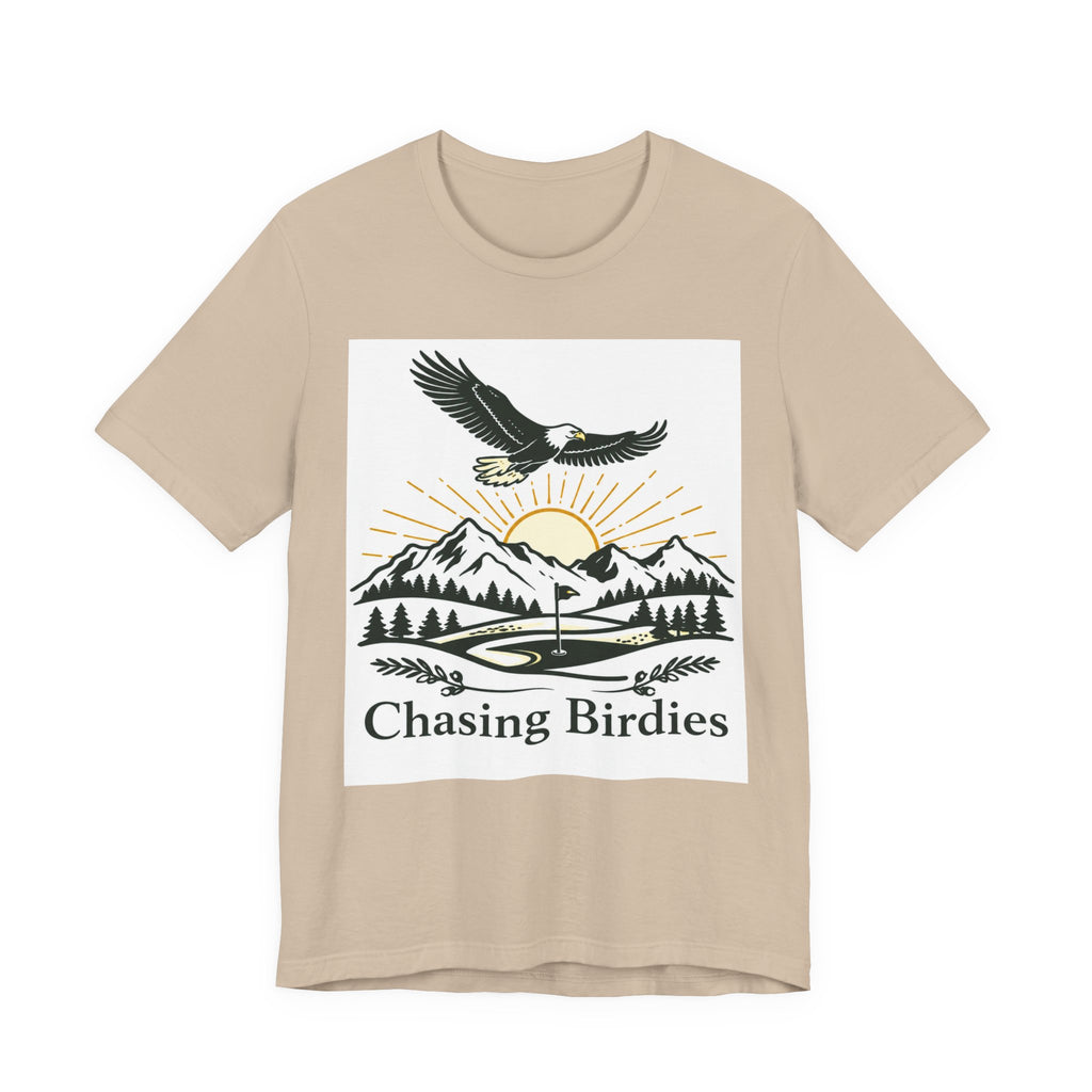 Chasing Birdies Golf T-Shirt | Vintage Eagle & Mountain Golf Course Design | Golf Gift
