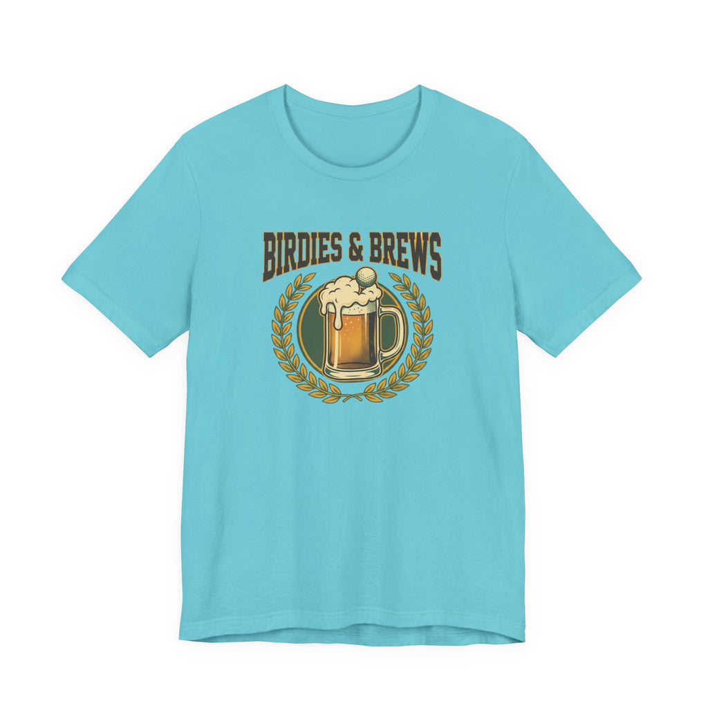 Birdies & Brews Golf T-Shirt | Vintage Beer Mug Crest Tee | Funny Golf Gift For Him