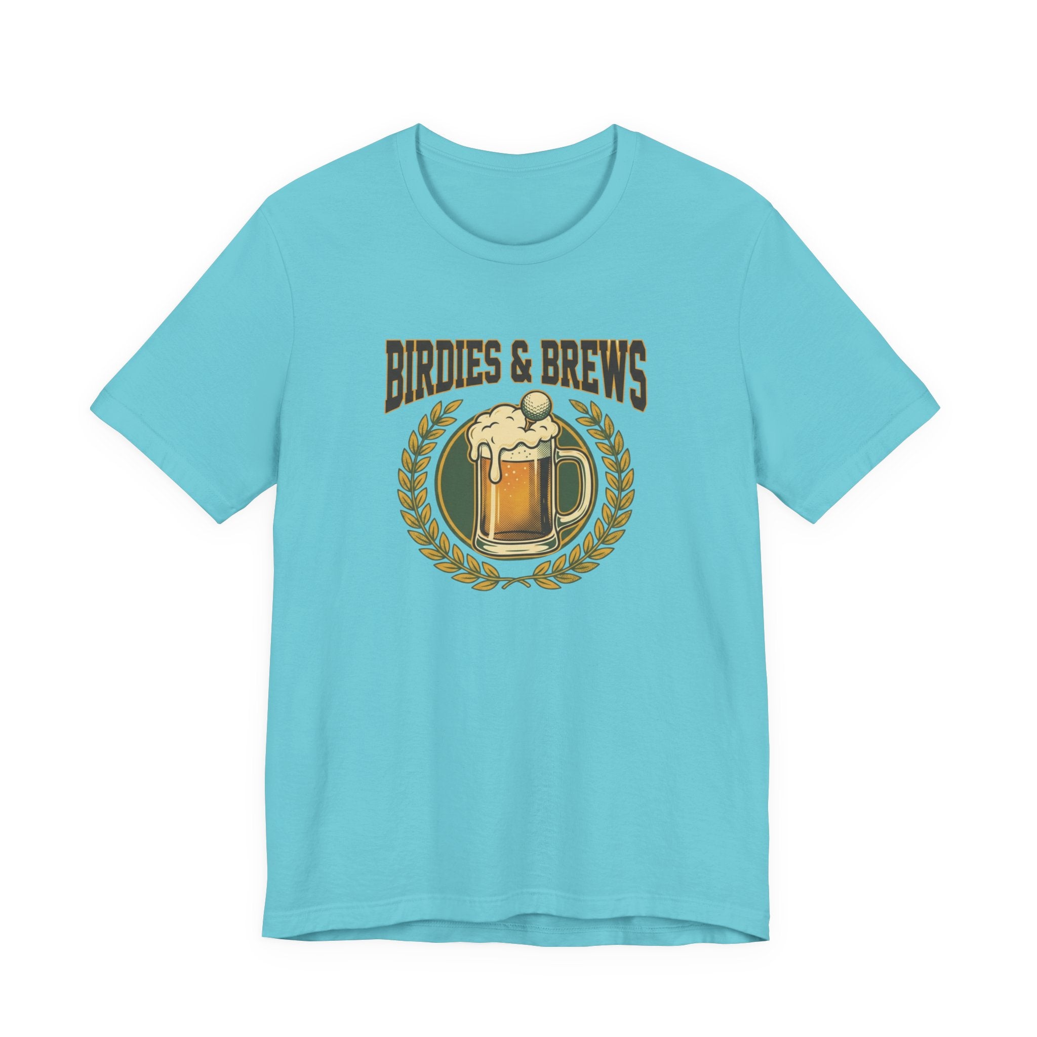 Birdies & Brews Golf T-Shirt | Vintage Beer Mug Crest Tee | Funny Golf Gift For Him