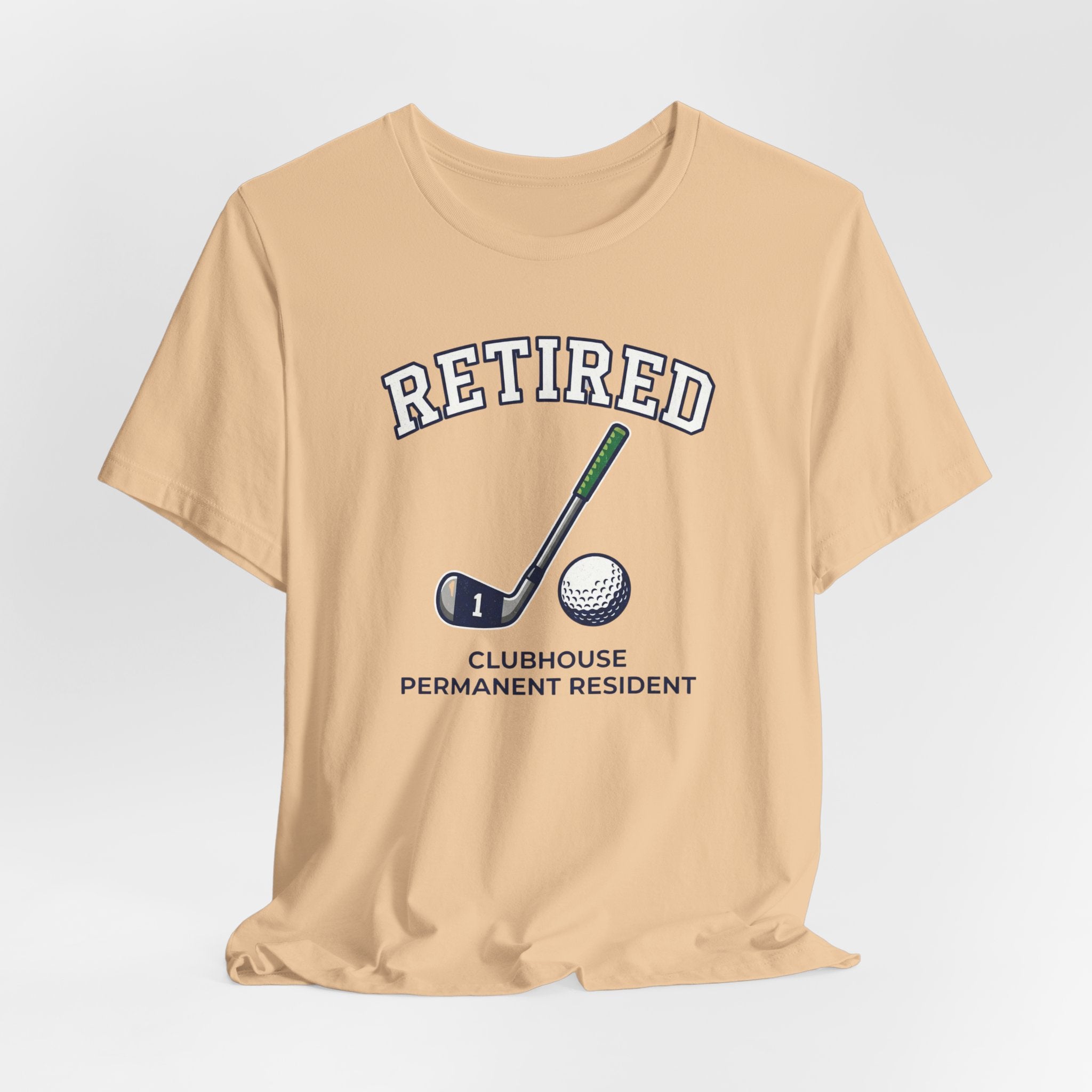 Retired Clubhouse Permanent Resident Golf T-Shirt | Funny Retirement Tee | Wild Green Golf