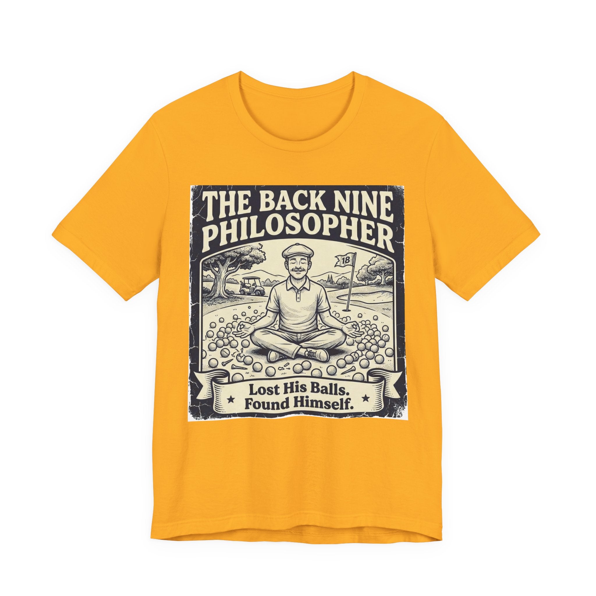 The Back Nine Philosopher Golf T-Shirt | Lost His Balls. Found Himself. | Wild Green Golf