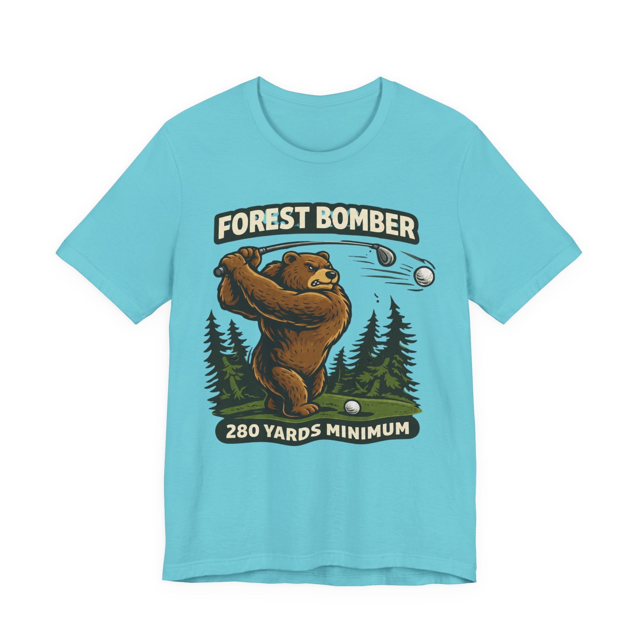 Forest Bomber Golf T-Shirt | Bear Golf Design | 280 Yards Minimum | Funny Golf Gift