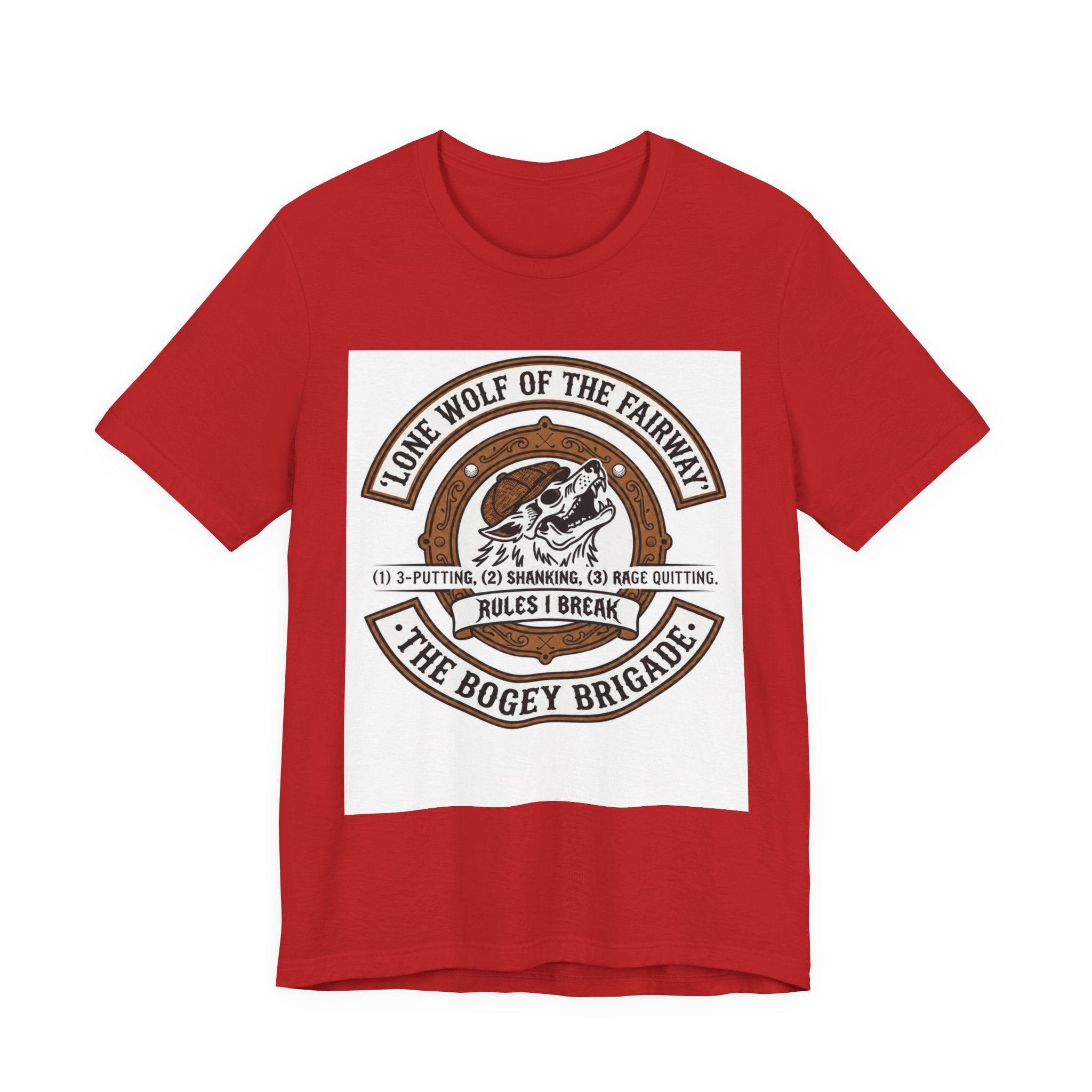 Lone Wolf of the Fairway Golf T-Shirt | The Bogey Brigade Graphic Tee | Wild Green Golf