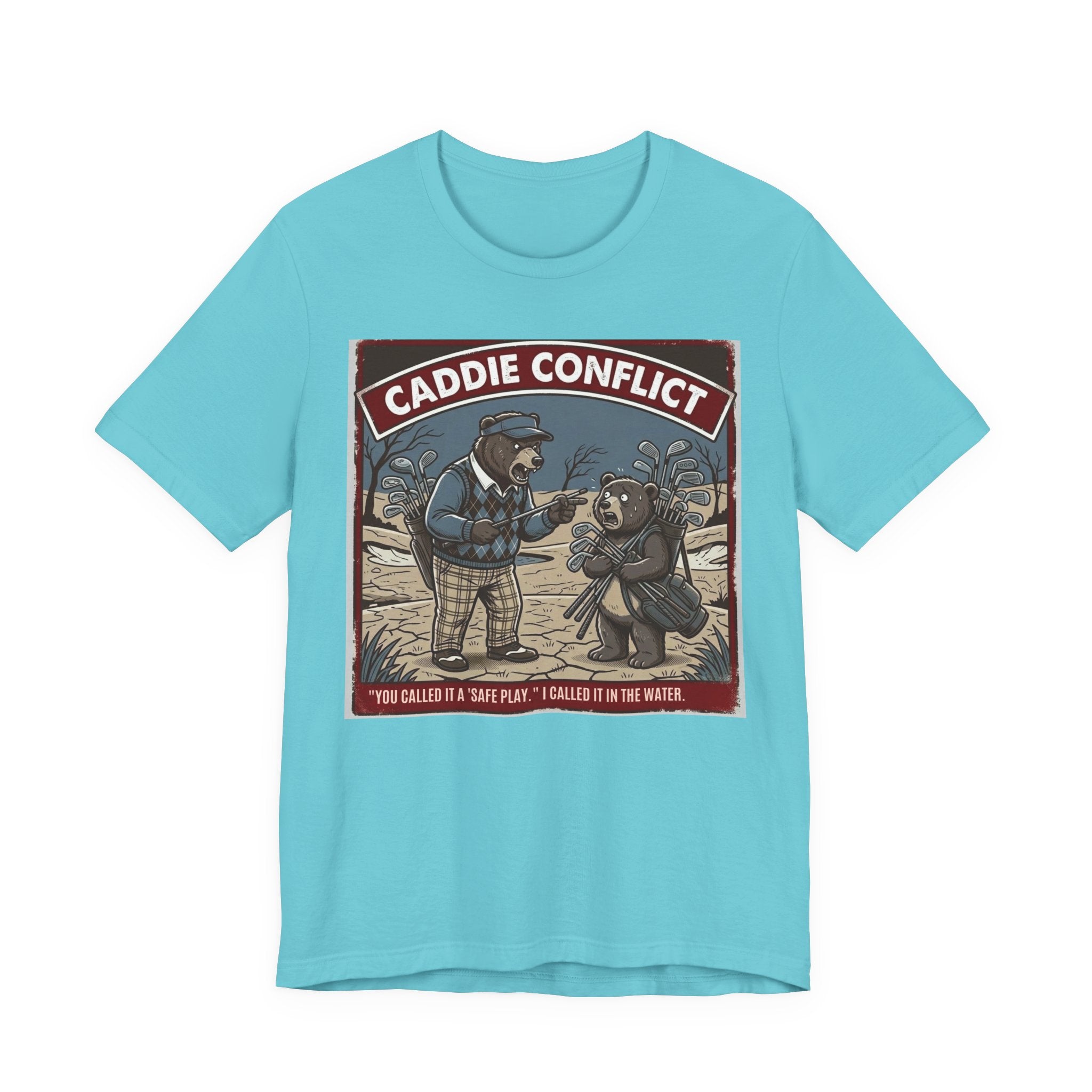 Caddie Conflict Funny Golf T-Shirt | Golf Water Hazard Humor | Golfer Gift Tee