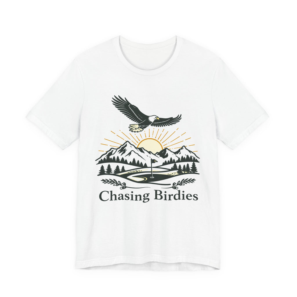 Chasing Birdies Golf T-Shirt | Vintage Eagle & Mountain Golf Course Design | Golf Gift