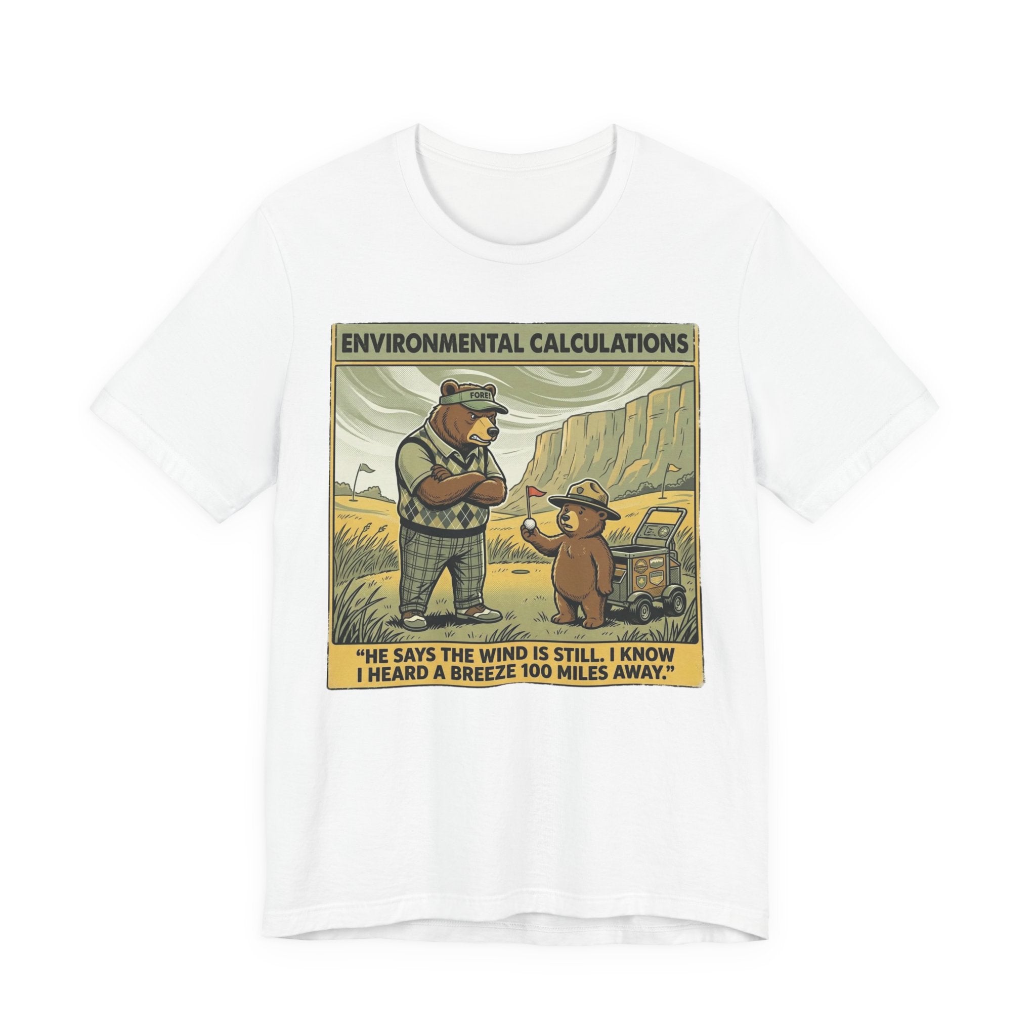 Environmental Calculations Funny Golf T-Shirt | Golf Wind Humor | Golfer Gift Tee