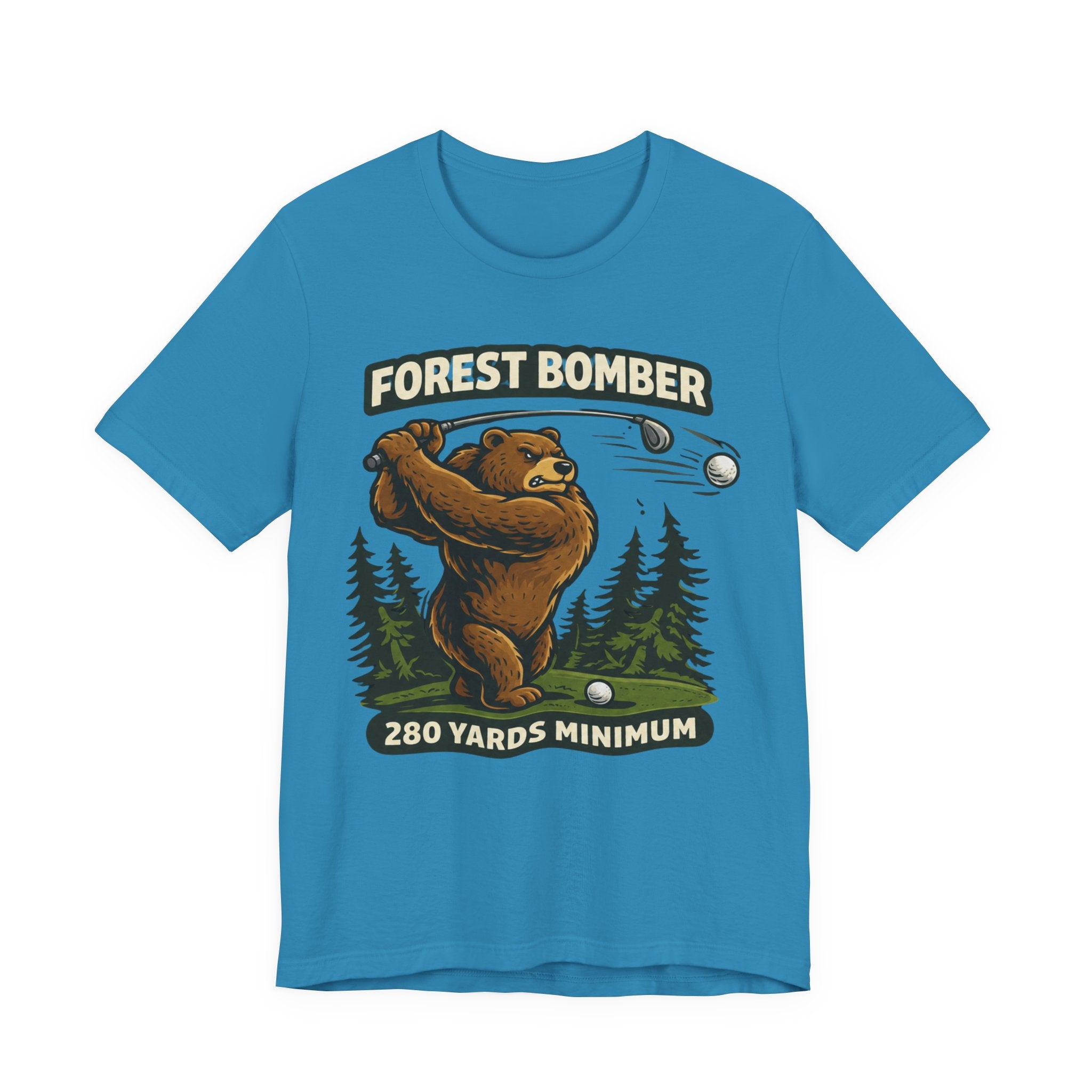 Forest Bomber Golf T-Shirt | Bear Golf Design | 280 Yards Minimum | Funny Golf Gift