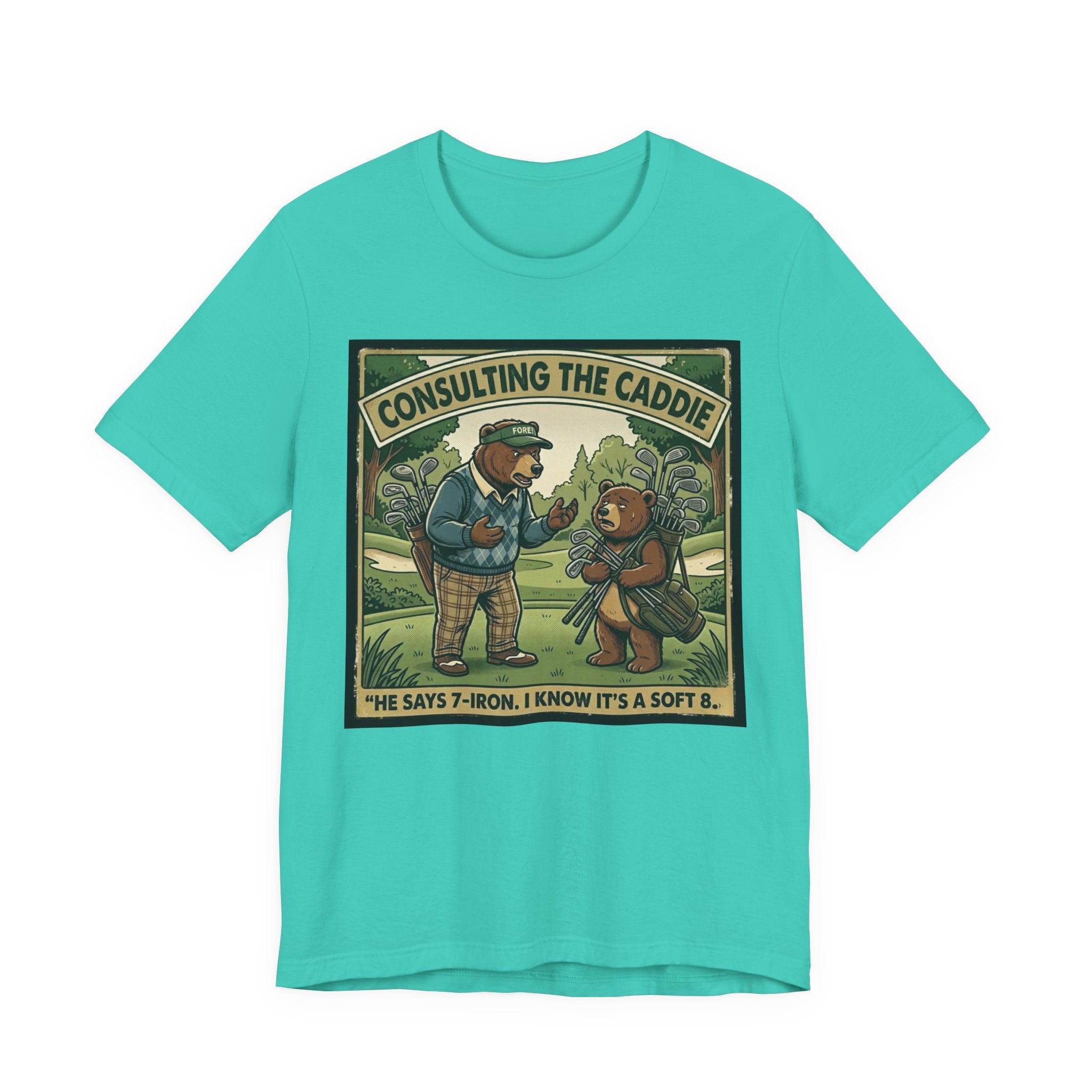 Consulting the Caddie Funny Golf T-Shirt | Golf Club Selection Humor | Golfer Gift Tee
