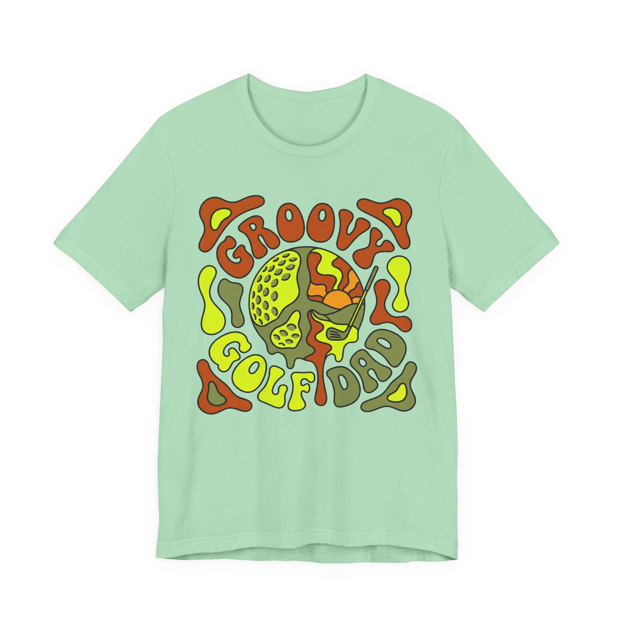 Groovy Golf Dad T-Shirt | 70s Retro Peace Sign Golf Tee | Wild Green Golf