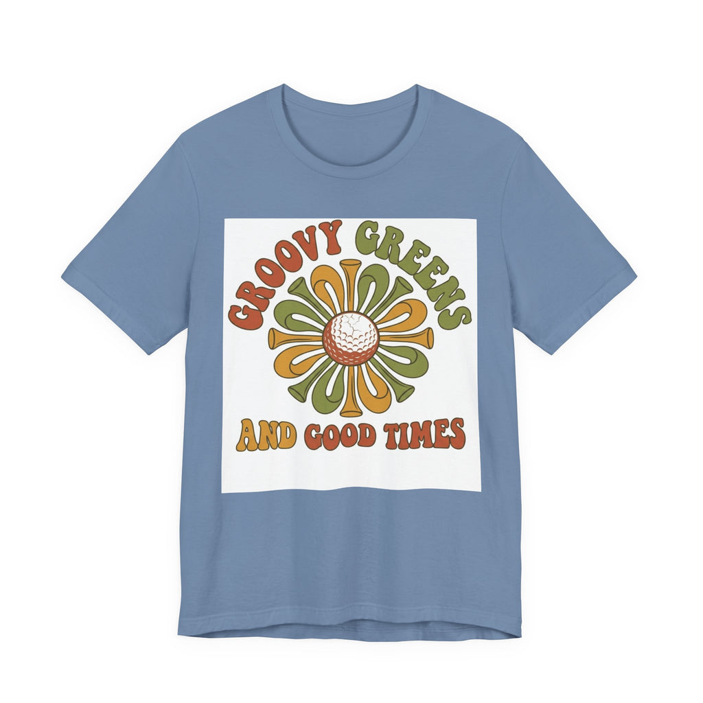 Groovy Greens and Good Times Golf T-Shirt | Retro Flower Golf Tee | 70s Golf Shirt