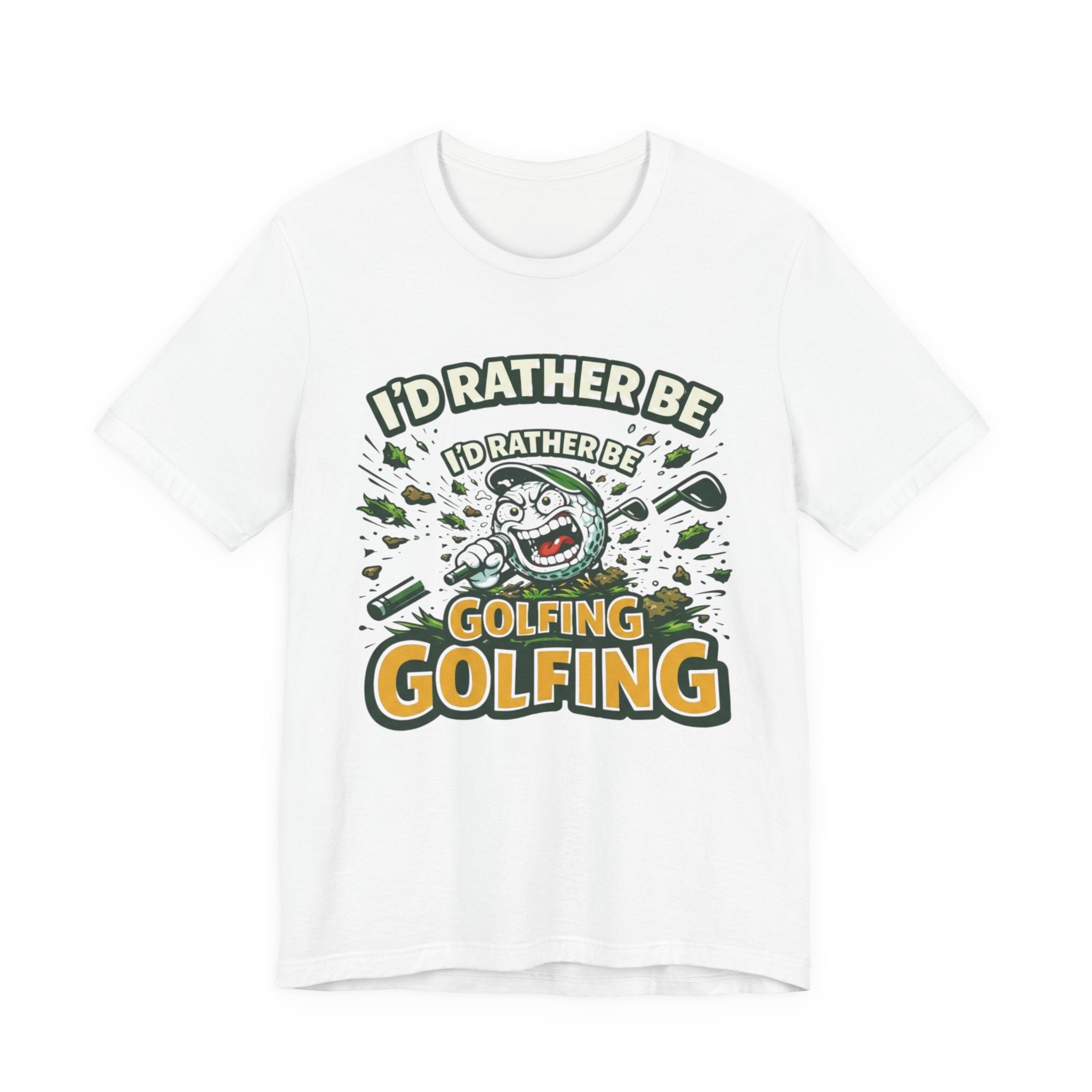 I'd Rather Be Golfing T-Shirt | Funny Golf Ball Cartoon Tee | Golf Gift