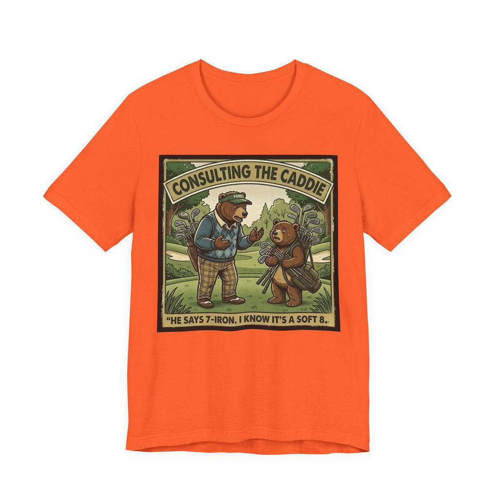 Consulting the Caddie Funny Golf T-Shirt | Golf Club Selection Humor | Golfer Gift Tee