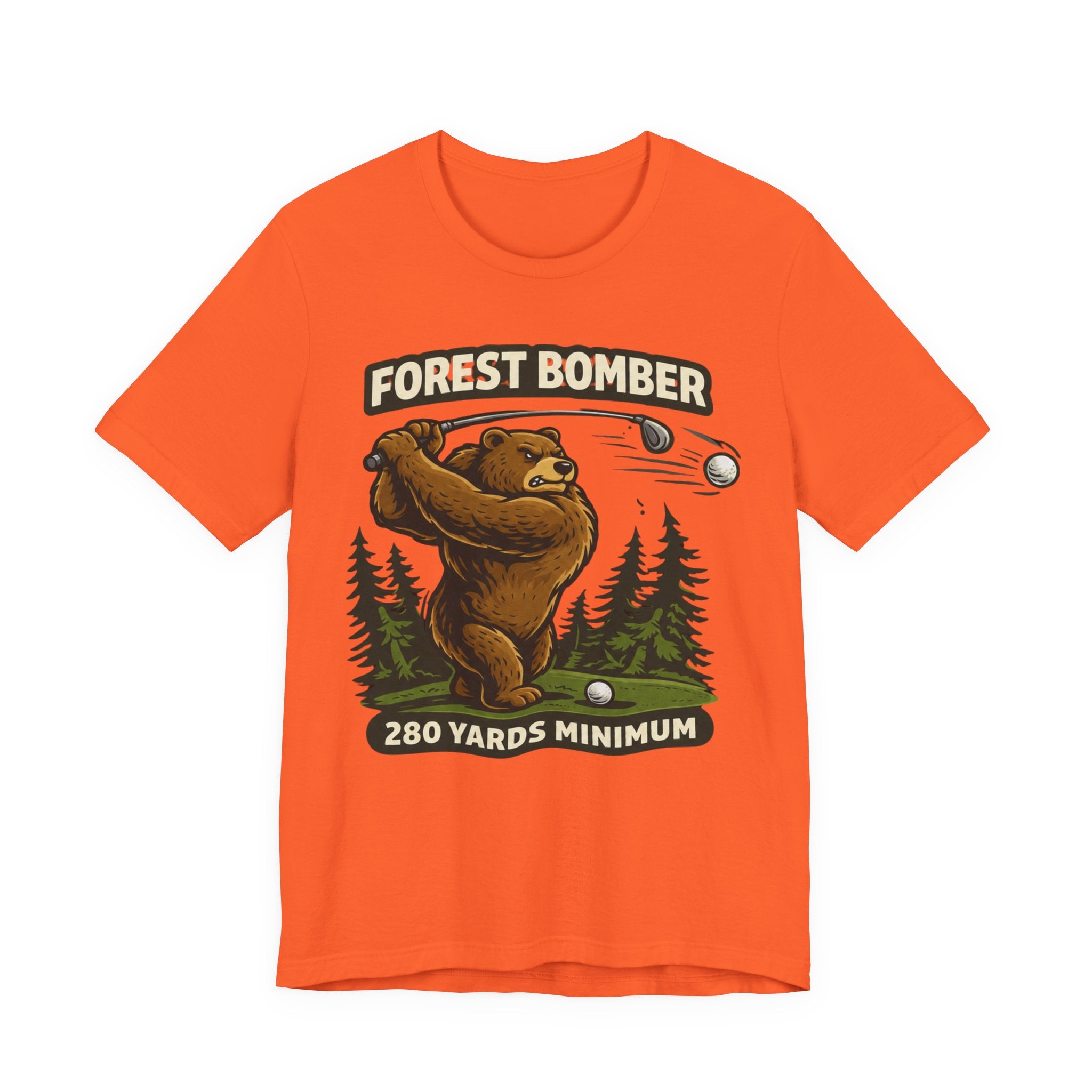 Forest Bomber Golf T-Shirt | Bear Golf Design | 280 Yards Minimum | Funny Golf Gift