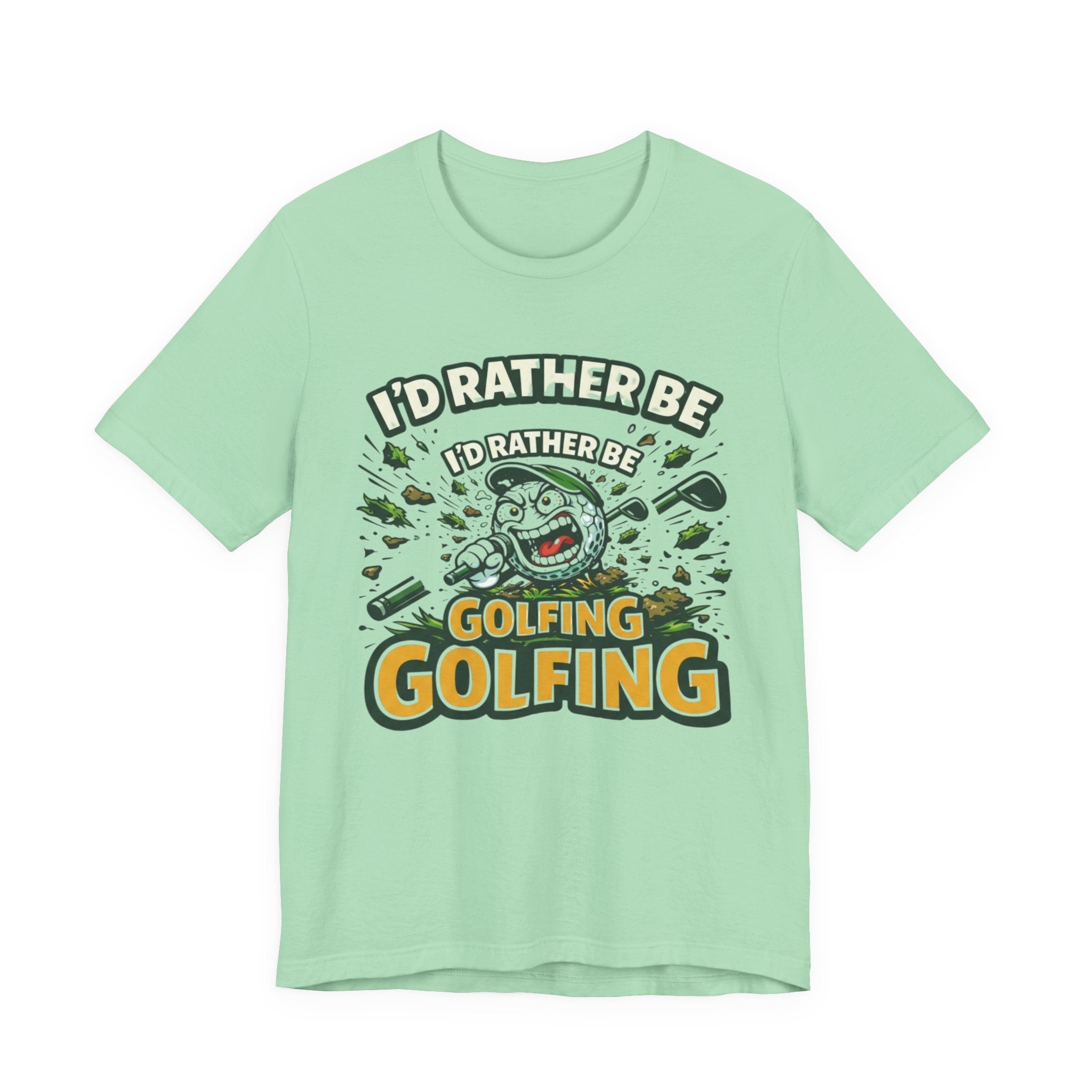 I'd Rather Be Golfing T-Shirt | Funny Golf Ball Cartoon Tee | Golf Gift