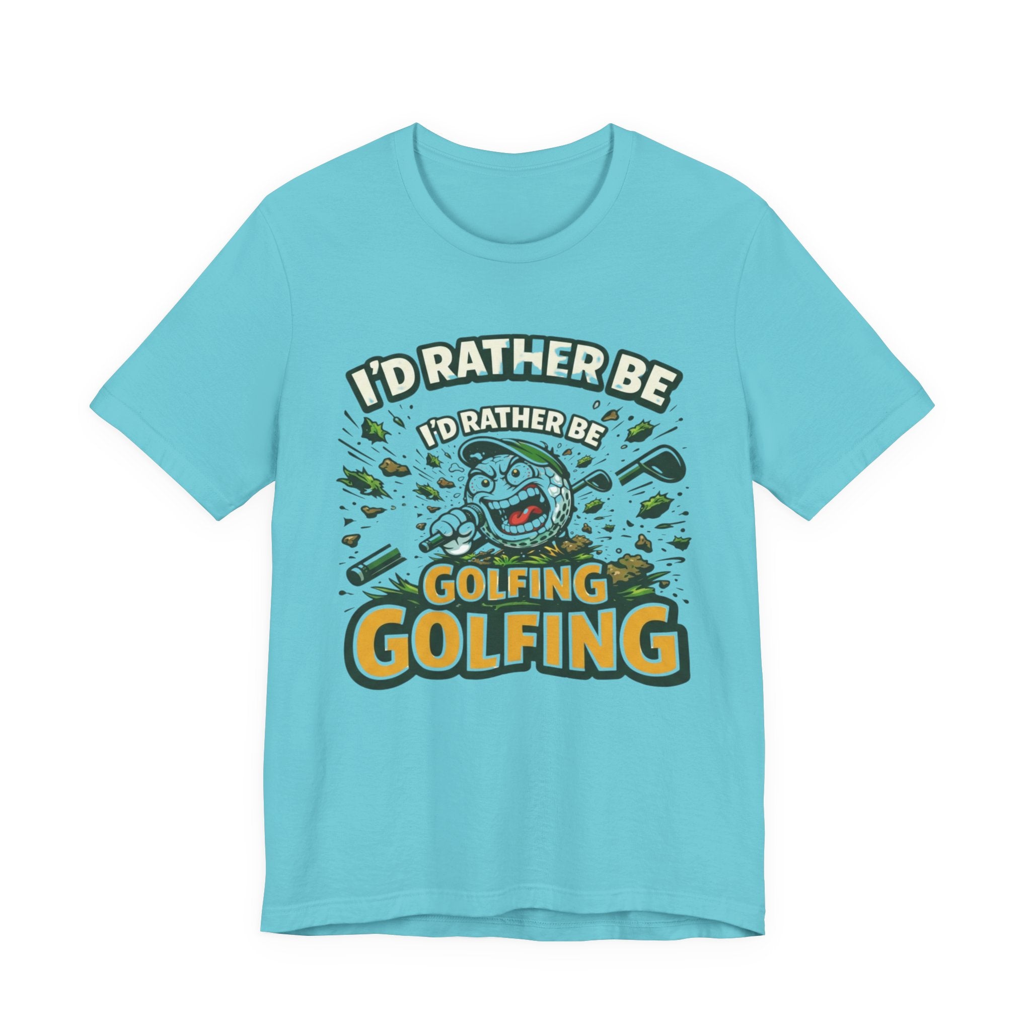 I'd Rather Be Golfing T-Shirt | Funny Golf Ball Cartoon Tee | Golf Gift