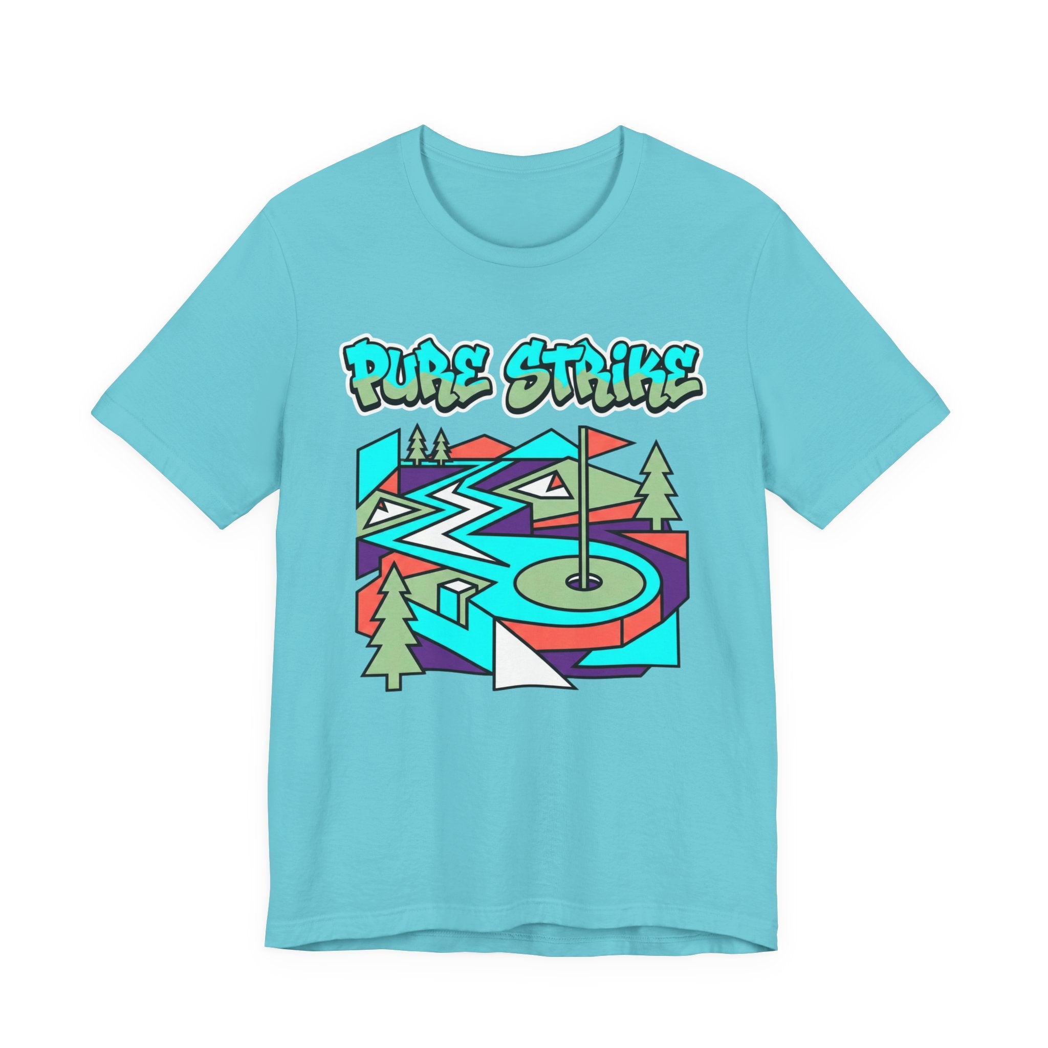 Pure Strike Golf T-Shirt | Retro Graphic Tee | Golf Course Design | Wild Green Golf