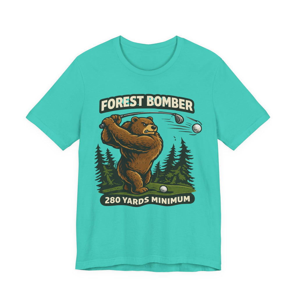 Forest Bomber Golf T-Shirt | Bear Golf Design | 280 Yards Minimum | Funny Golf Gift