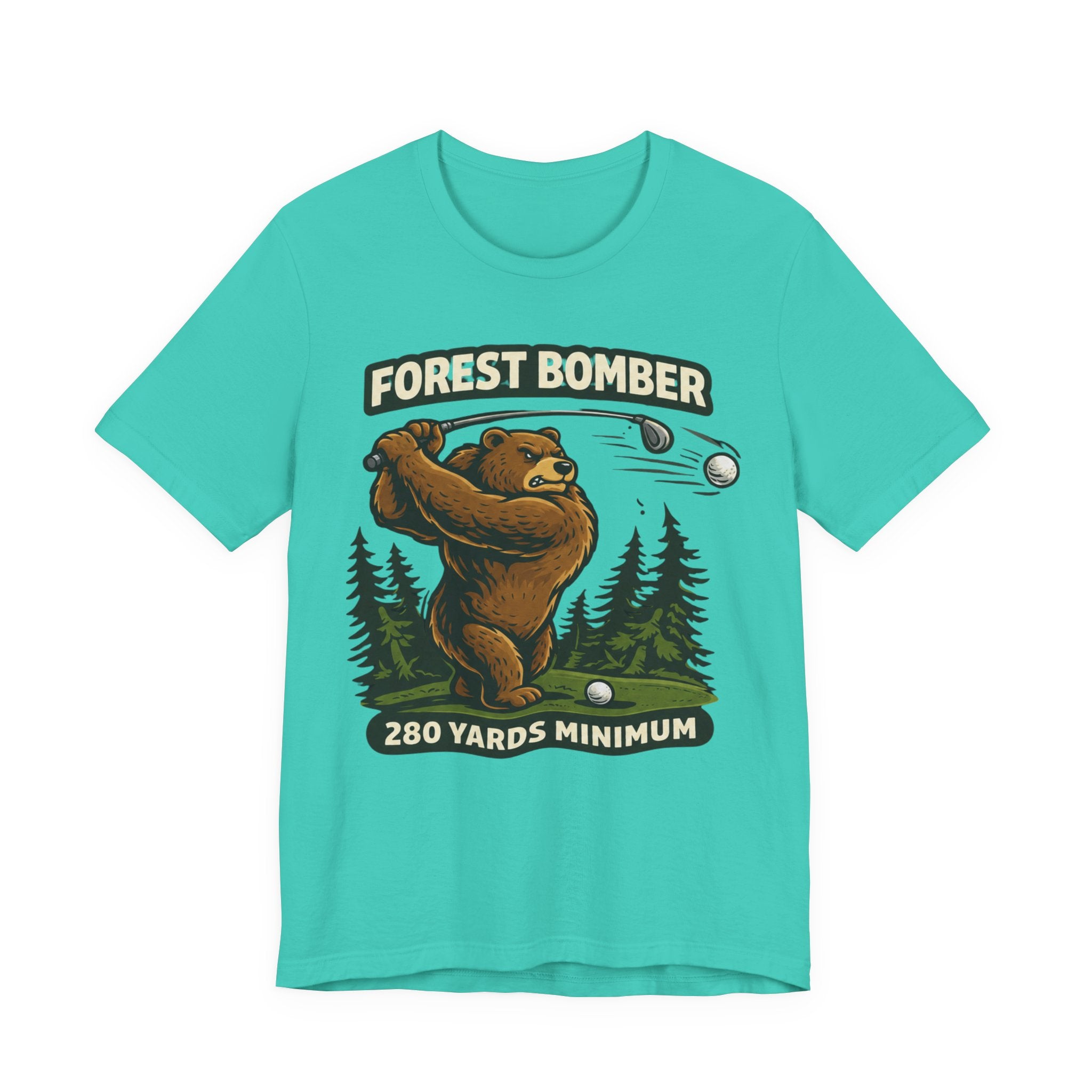 Forest Bomber Golf T-Shirt | Bear Golf Design | 280 Yards Minimum | Funny Golf Gift