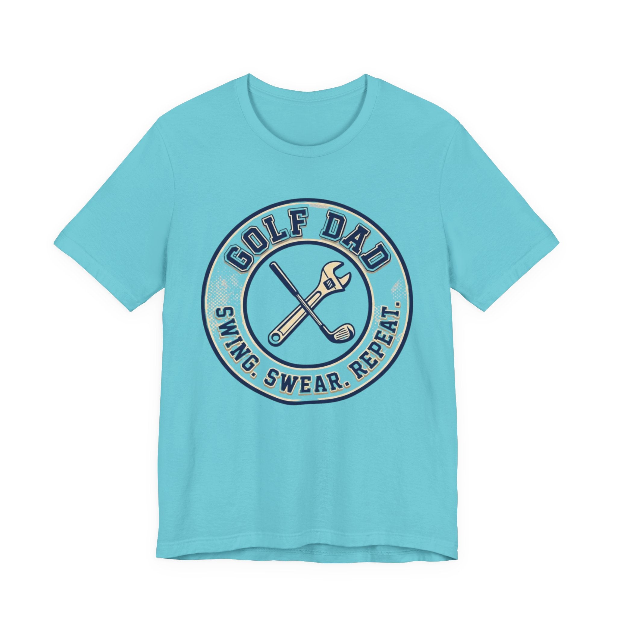 Golf Dad Swing Swear Repeat T-Shirt | Classic Crest Father's Day Golf Tee | Wild Green Golf