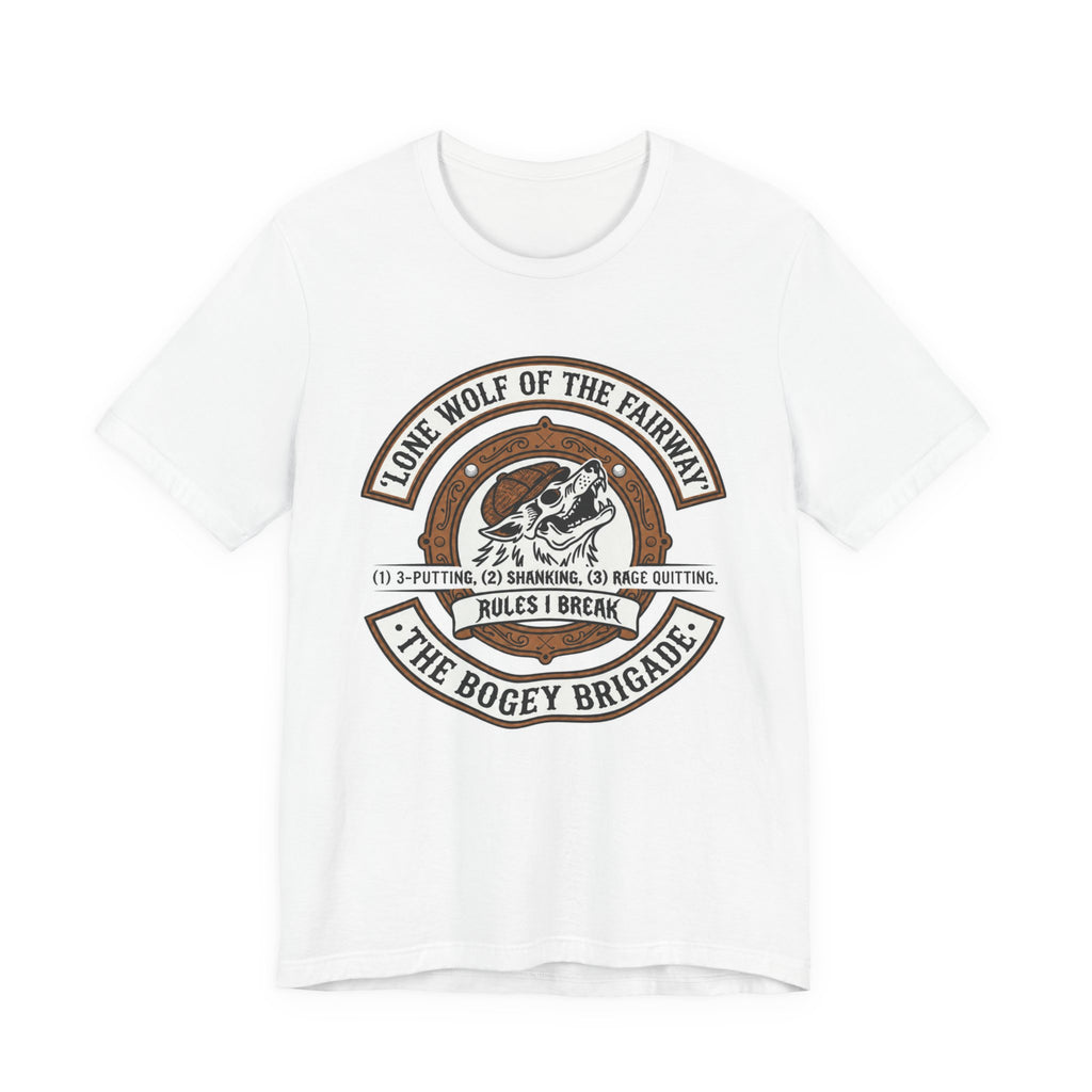 Lone Wolf of the Fairway Golf T-Shirt | The Bogey Brigade Graphic Tee | Wild Green Golf