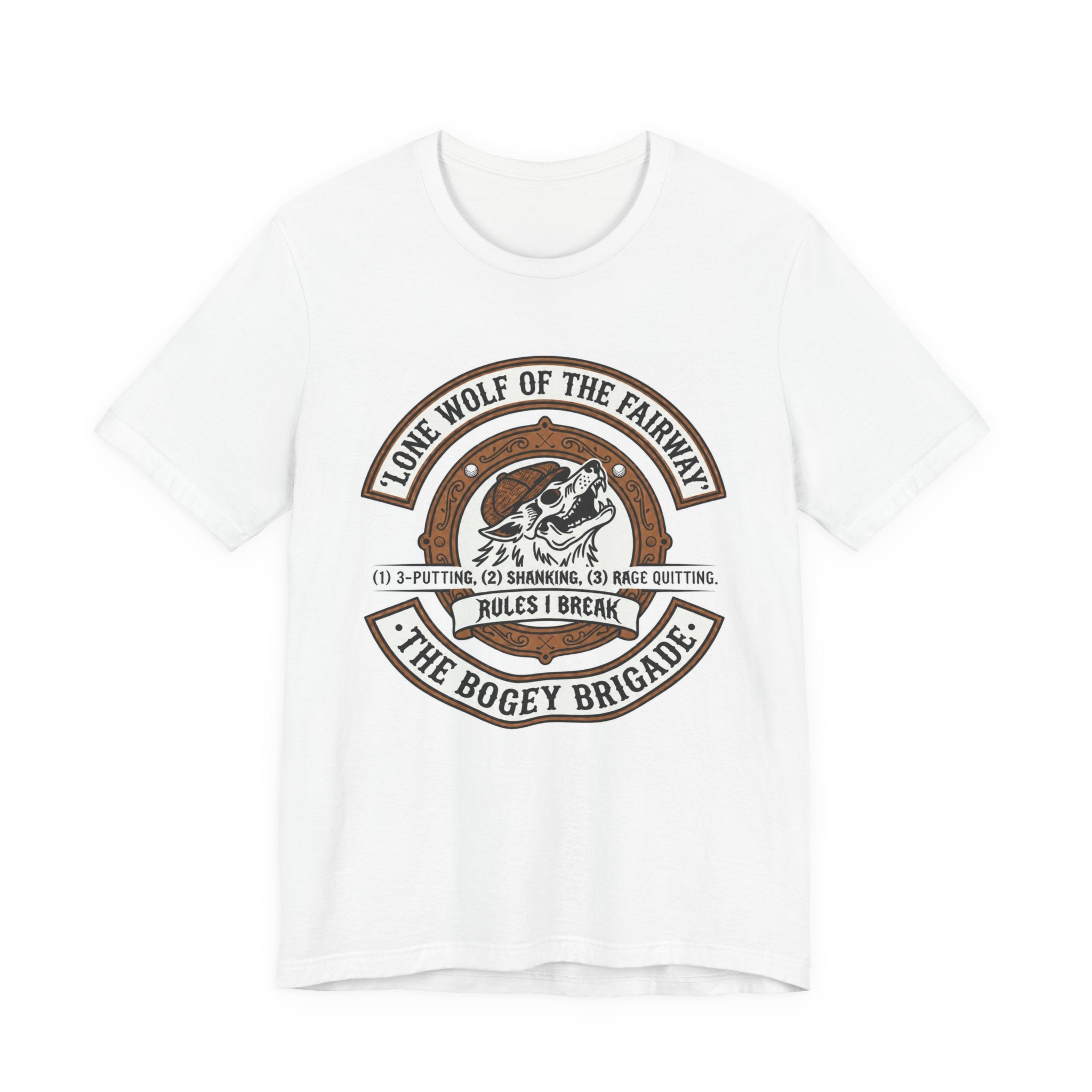 Lone Wolf of the Fairway Golf T-Shirt | The Bogey Brigade Graphic Tee | Wild Green Golf