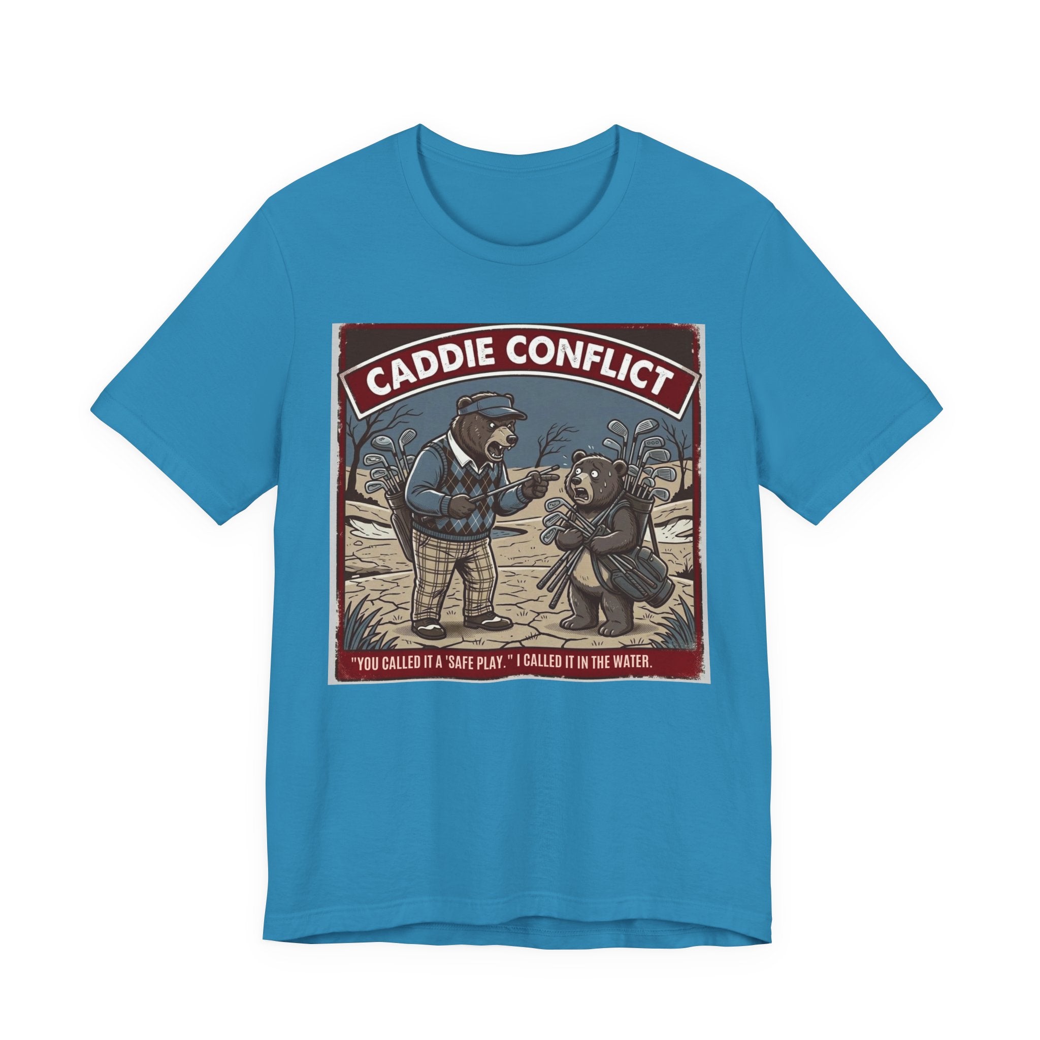 Caddie Conflict Funny Golf T-Shirt | Golf Water Hazard Humor | Golfer Gift Tee