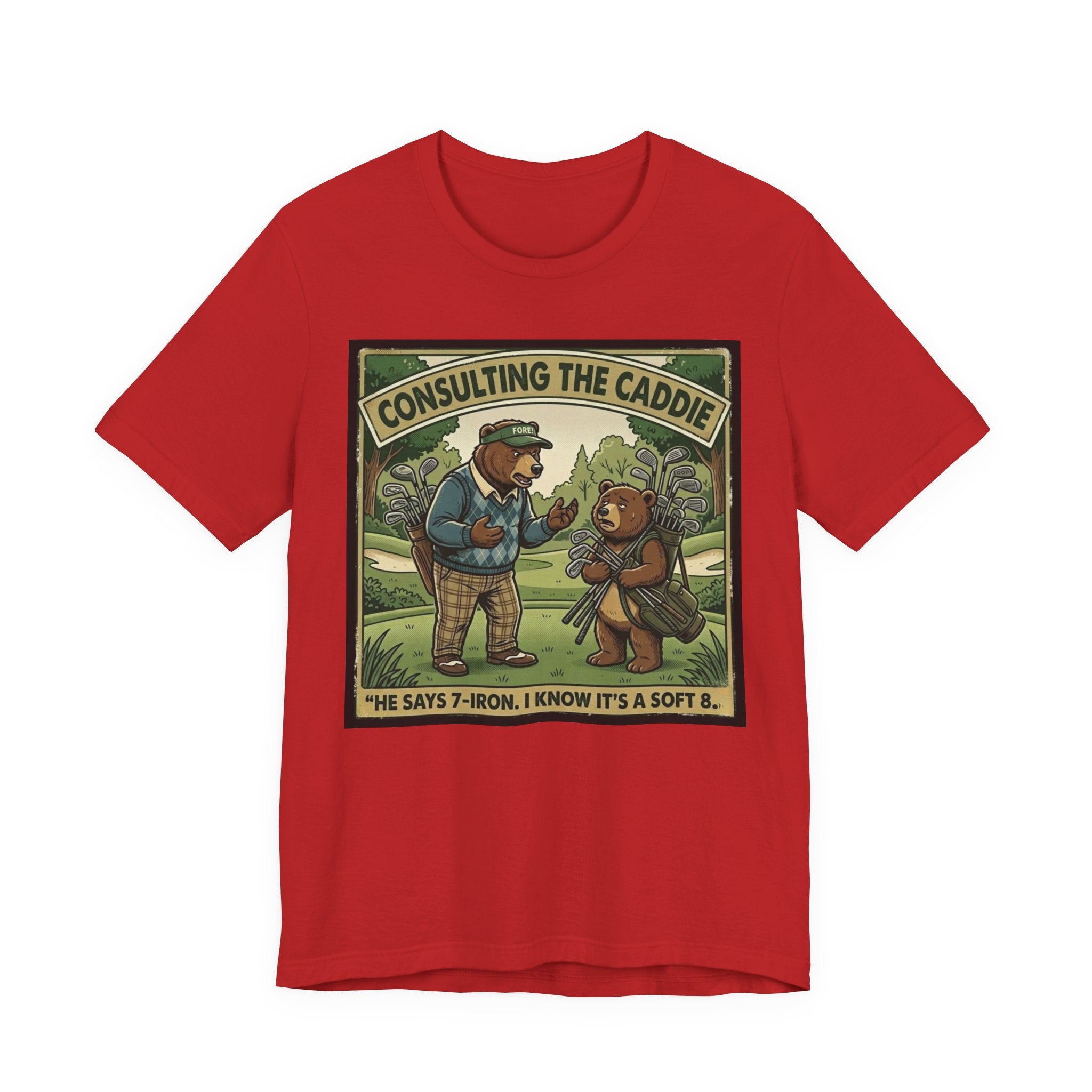 Consulting the Caddie Funny Golf T-Shirt | Golf Club Selection Humor | Golfer Gift Tee