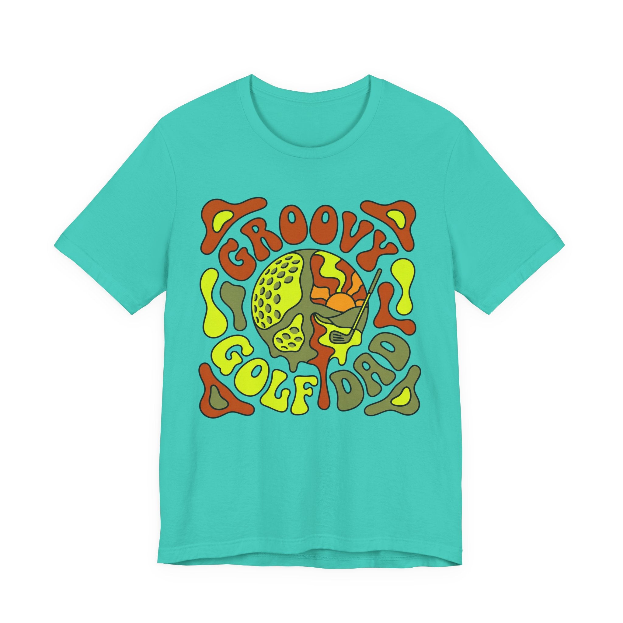Groovy Golf Dad T-Shirt | 70s Retro Peace Sign Golf Tee | Wild Green Golf