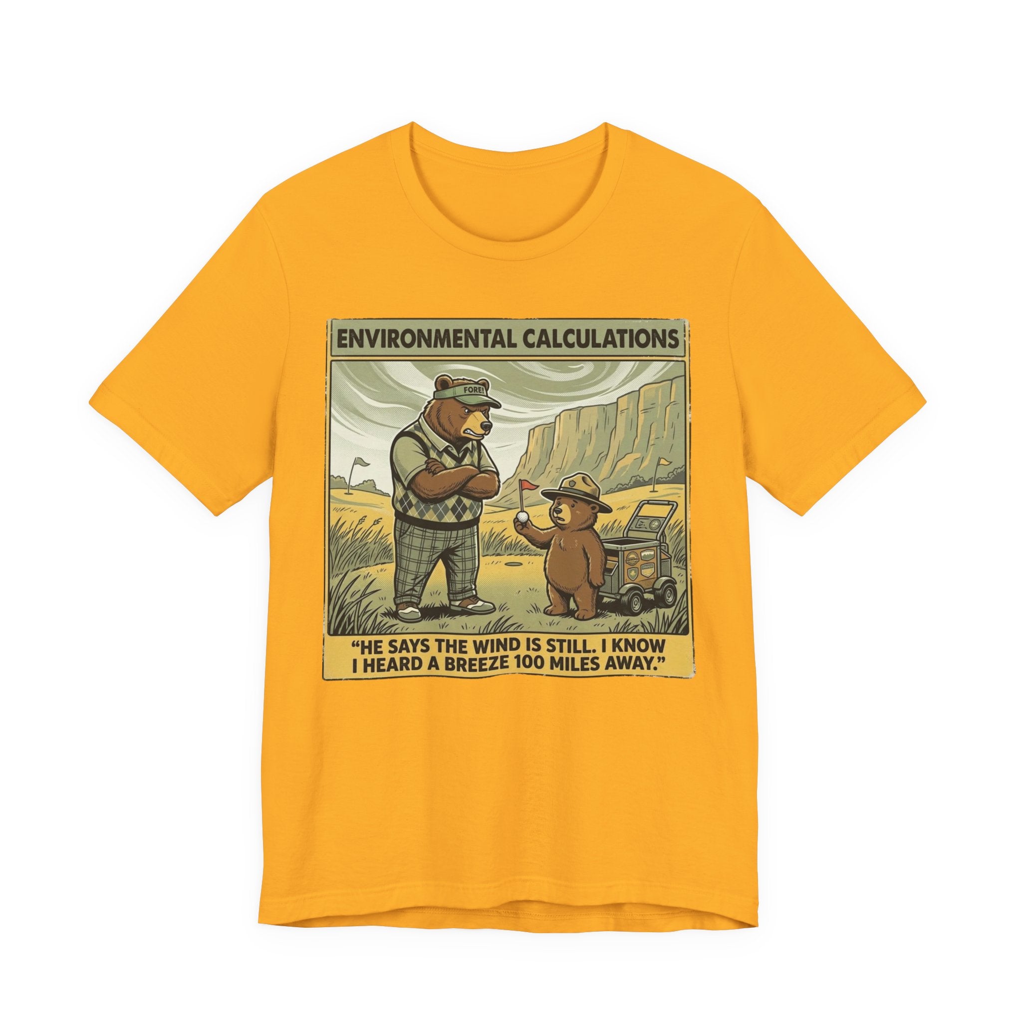 Environmental Calculations Funny Golf T-Shirt | Golf Wind Humor | Golfer Gift Tee