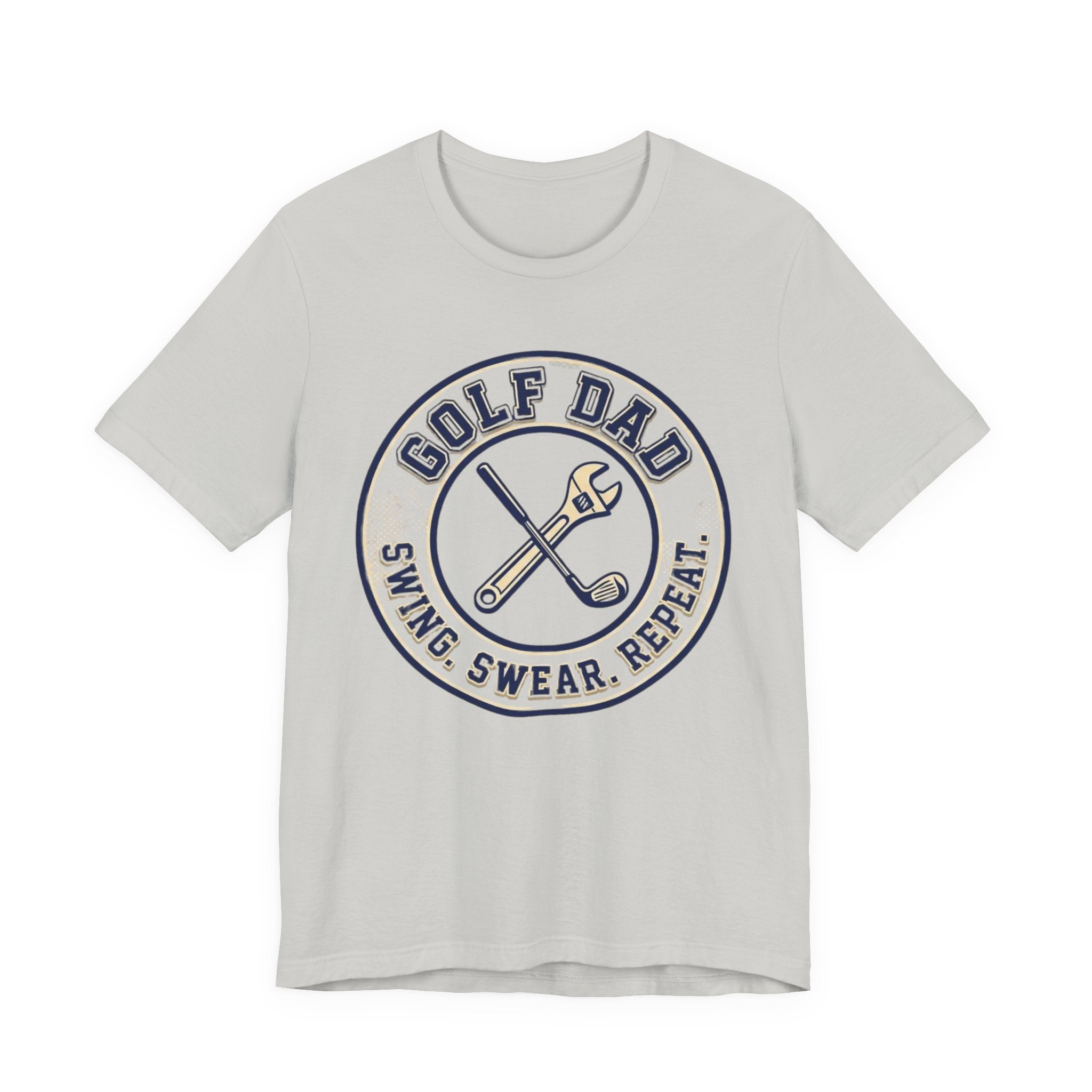 Golf Dad Swing Swear Repeat T-Shirt | Classic Crest Father's Day Golf Tee | Wild Green Golf