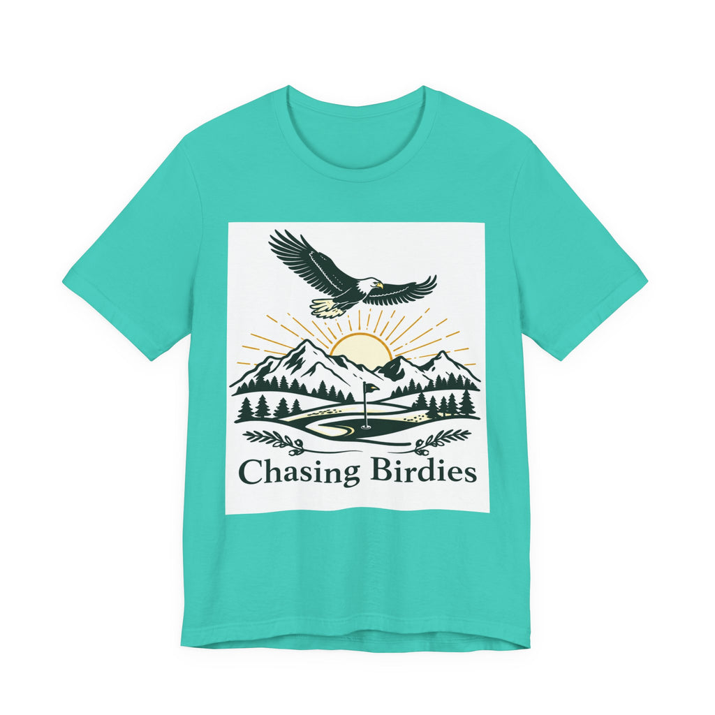 Chasing Birdies Golf T-Shirt | Vintage Eagle & Mountain Golf Course Design | Golf Gift