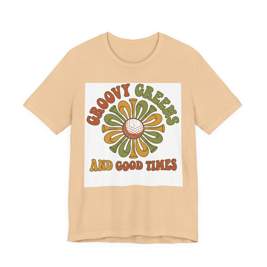 Groovy Greens and Good Times Golf T-Shirt | Retro Flower Golf Tee | 70s Golf Shirt
