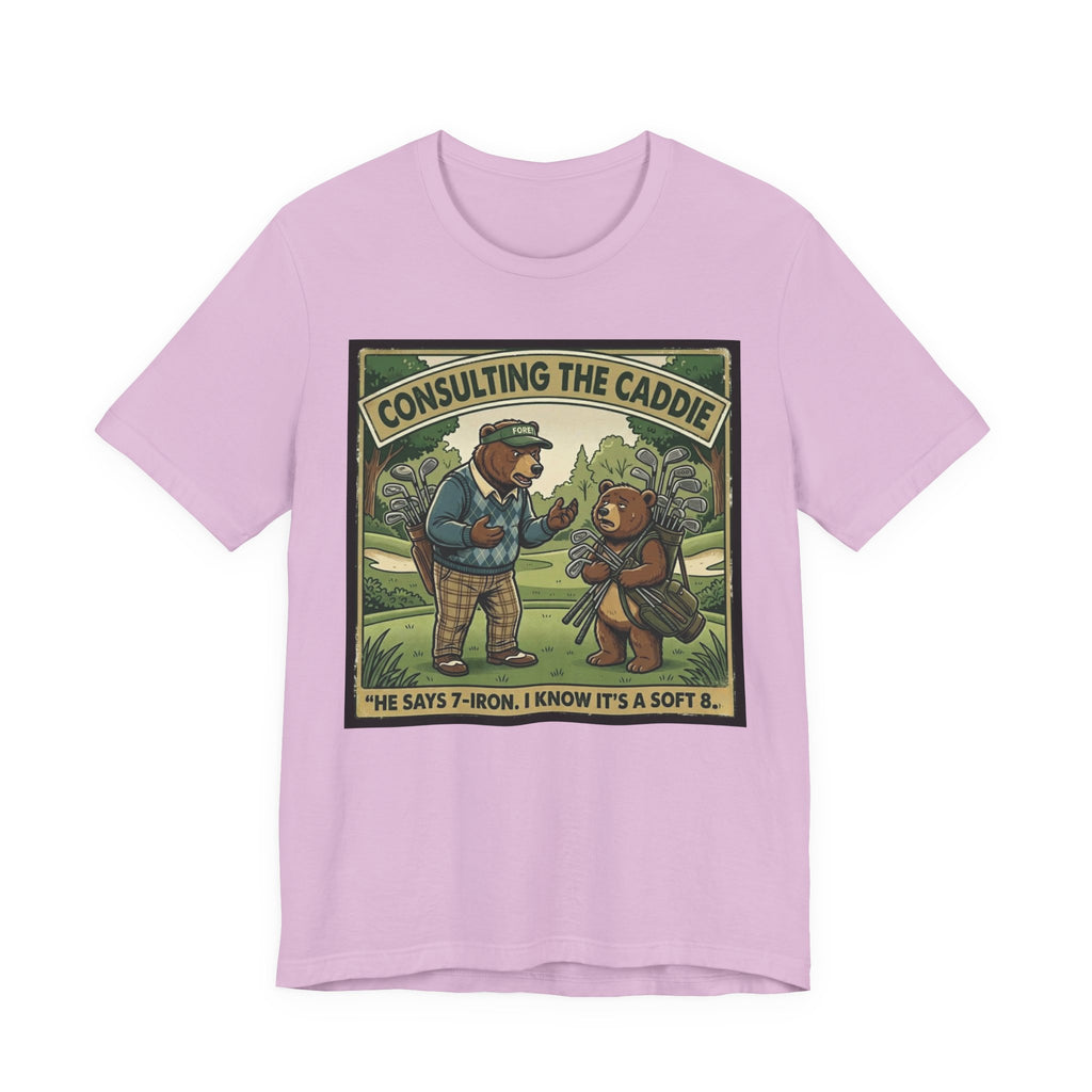 Consulting the Caddie Funny Golf T-Shirt | Golf Club Selection Humor | Golfer Gift Tee