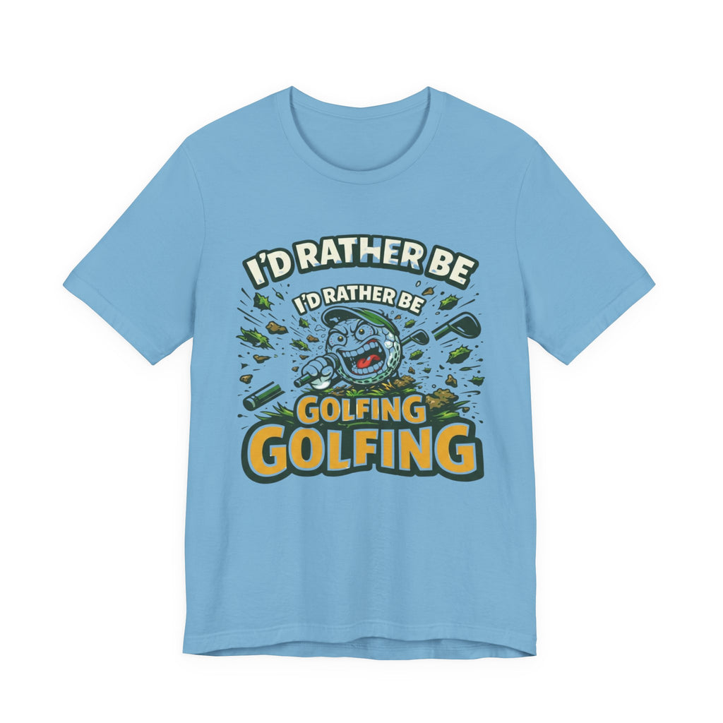 I'd Rather Be Golfing T-Shirt | Funny Golf Ball Cartoon Tee | Golf Gift