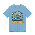 I'd Rather Be Golfing T-Shirt | Funny Golf Ball Cartoon Tee | Golf Gift