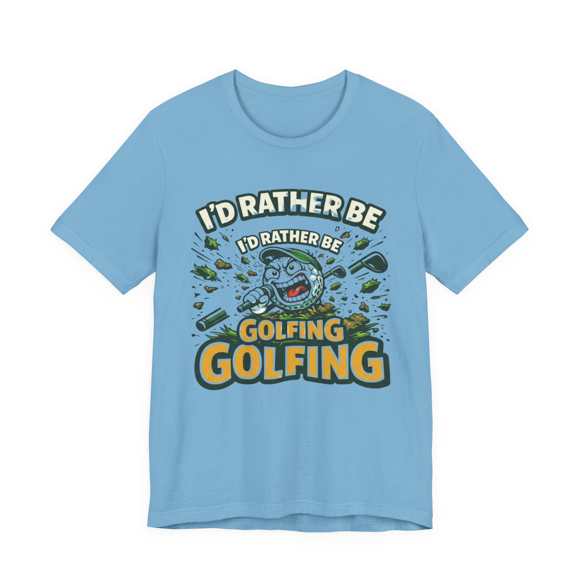 I'd Rather Be Golfing T-Shirt | Funny Golf Ball Cartoon Tee | Golf Gift