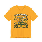 I'd Rather Be Golfing T-Shirt | Funny Golf Ball Cartoon Tee | Golf Gift