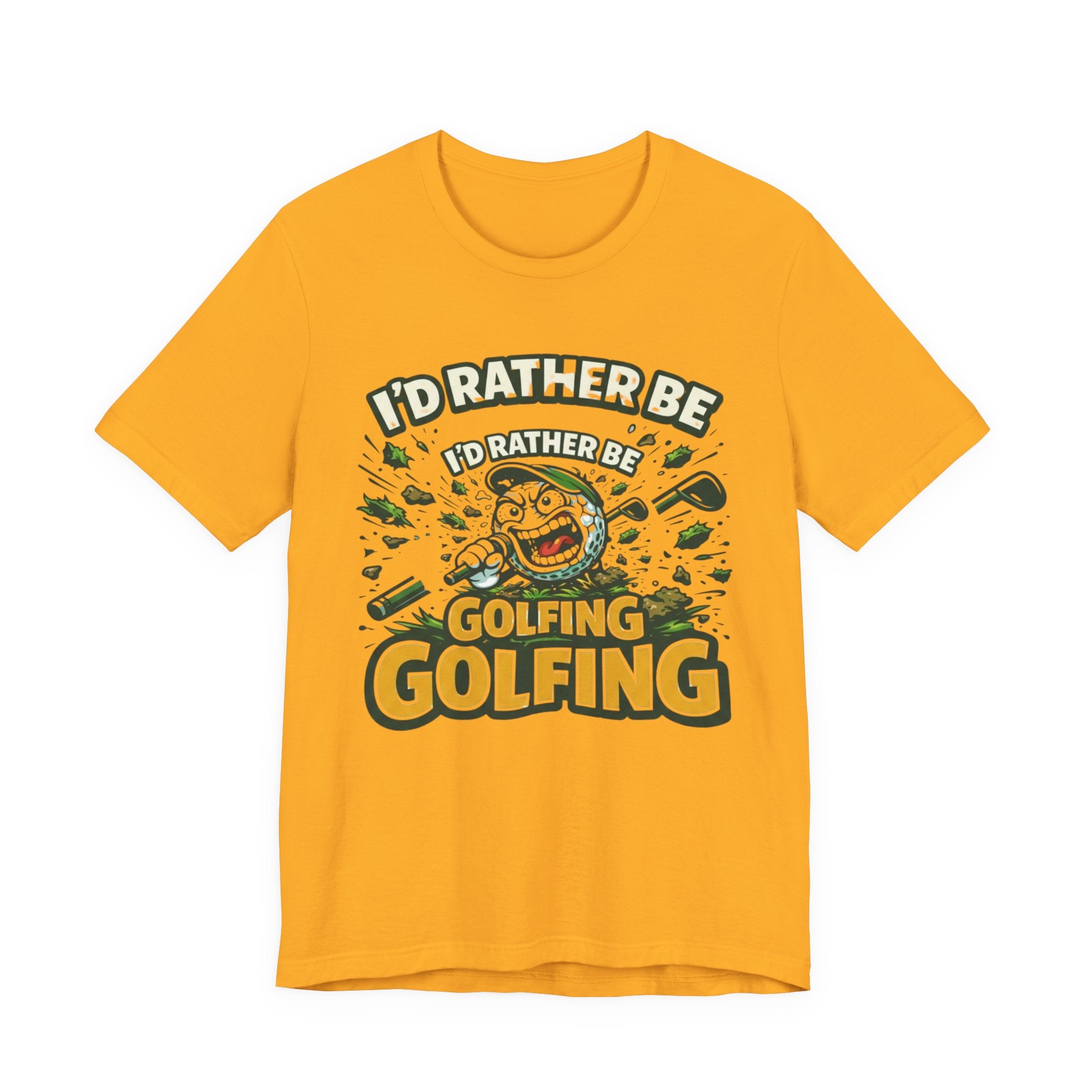 I'd Rather Be Golfing T-Shirt | Funny Golf Ball Cartoon Tee | Golf Gift