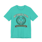 Retired 2026 Golf T-Shirt | Officially On Course | Classic Crest Retirement Tee | Wild Green Golf Rich text editor Description